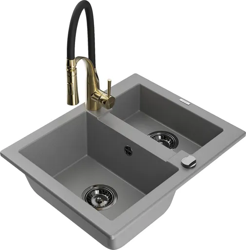 MEXEN/S MEXEN/S - Carlos granitový drez 1.5 vrátane batérie Aster, šedá 6518-71-73450-57-B