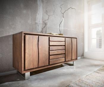 Komoda Live Edge 147 cm akáciová hnedá 3 zásuvky 2 dvierka