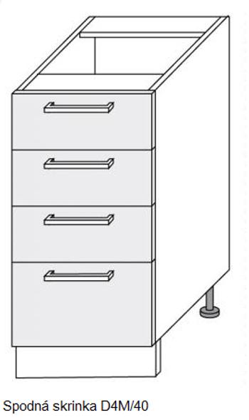 ArtExt Kuchynská linka Brerra - lesk Kuchyňa: Spodná skrinka D4M/40 / (ŠxVxH) 40 x 82 x 50 cm