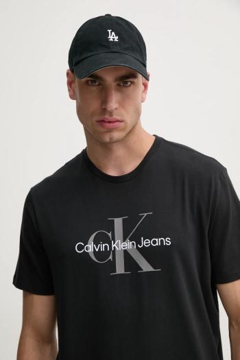 Bavlnené tričko Calvin Klein Jeans pánske, čierna farba, s potlačou, LV040EM286