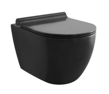 Kielle - Gaia Závesné WC s doskou SoftClose, Rimless, matná čierna 30115040
