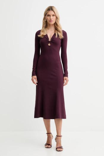 Šaty Twinset bordová farba, midi, áčkový strih, 252TP3140