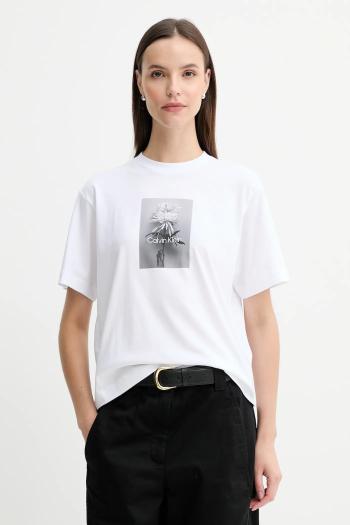 Bavlnené tričko Calvin Klein Jeans dámske, biela farba, LV047D880G