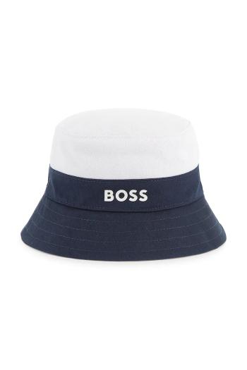 Bavlnená obojstranná detská čiapka BOSS tmavomodrá farba, bavlnený, J51698
