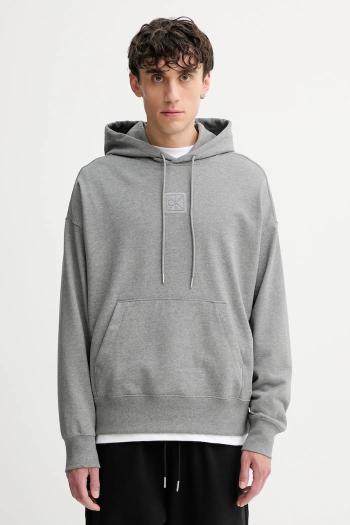 Mikina Calvin Klein šedá farba, s kapucňou, s nášivkou, LV14LD225G