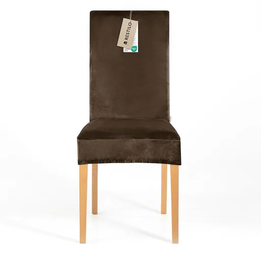 Restilo Napínací poťah na stoličku Sento tmavohnedá, 48 x 48 x 58 + 10 cm