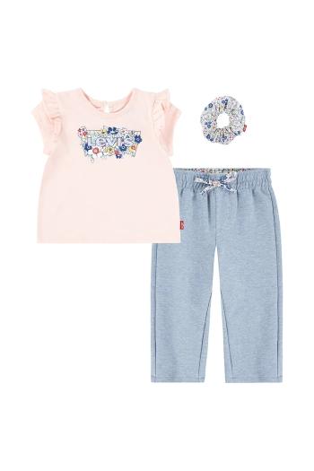 Sada pre bábätká Levi's RUFFLE SHLDR TOP & PANT SE ružová farba, 1EM645