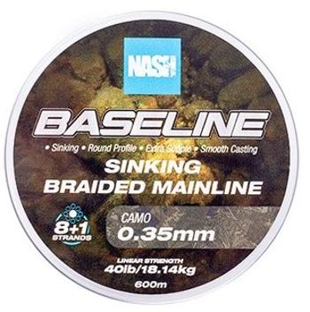 Nash splietaná šnúra baseline sinking braid camo 600 m - 0,35 mm 18,14 kg