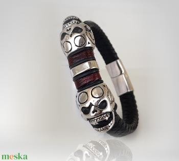 Duplafejes skull férfi karkötő