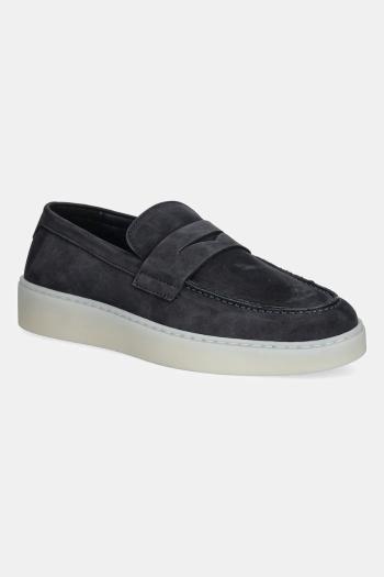 Nubukové mokasíny Guess RICKY MOC tmavomodrá farba, FMTRIC LEA14