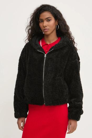 Mikina Hollister Co. dámska, čierna farba, s kapucňou, jednofarebná, KI344-4400