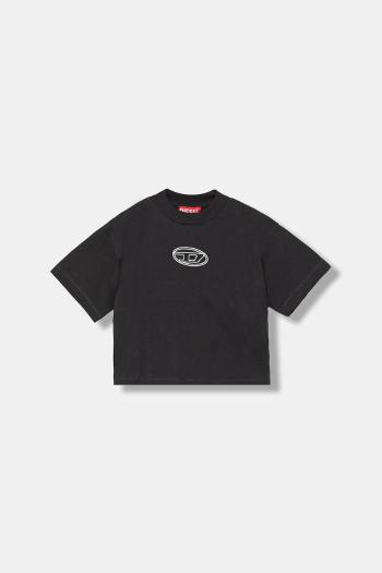 Detské bavlnené tričko Diesel TIXAN T-SHIRT čierna farba, J02428