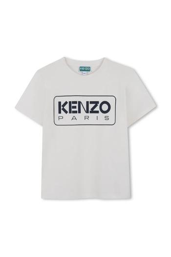 Detské bavlnené tričko Kenzo Kids biela farba, s potlačou, K61142
