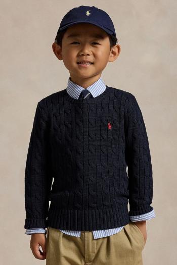 Detský bavlnený sveter Polo Ralph Lauren tmavomodrá farba, 322702674060
