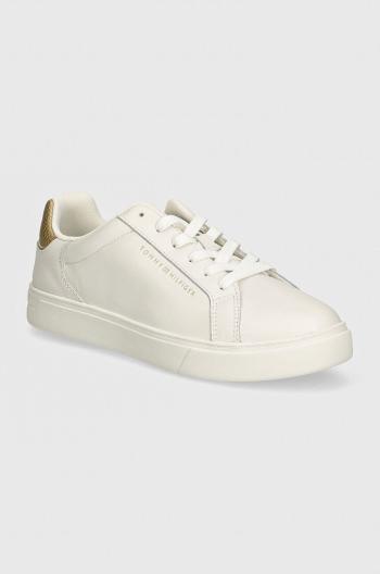 Kožené sneakers boty Tommy Hilfiger ESSENTIAL COURT SNEAKER METALLIC bílá barva, FW0FW08350