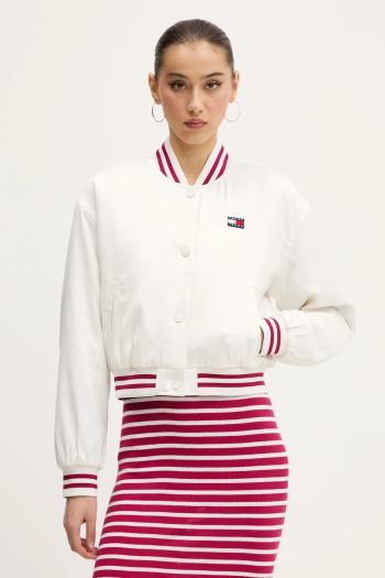 Bunda Tommy Jeans béžová farba, prechodná, DW0DW20229