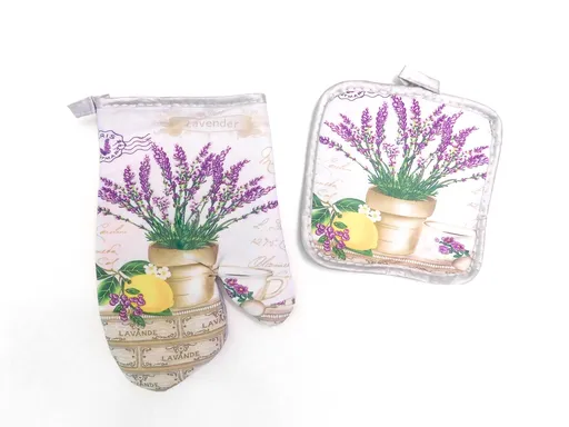 MAKRO - Kuchynská chňapka a rukavica Levanduľa