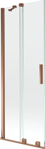 MEXEN/S - Velar Dvojkrídlová posuvná vaňová zástena 75 x 150, transparent, růžové zlato 896-075-000-01-60