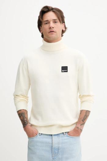 Bavlnený sveter Karl Lagerfeld Jeans béžová farba, ľahké, s rolákom, A3M18001