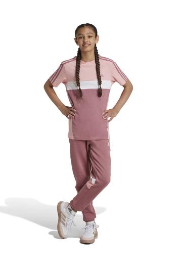 Detské tepláky adidas J 3S TIB PT ružová farba, vzorované, IV7299