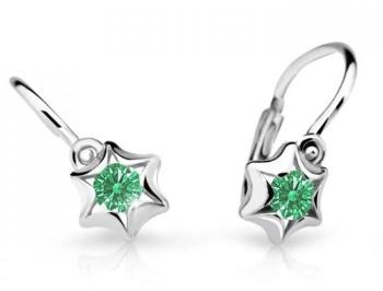 Cutie Jewellery Detské náušnice z bieleho zlata C2159-10-X-2 zelená