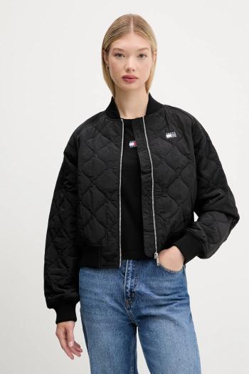 Bunda Tommy Jeans čierna farba, prechodná, DW0DW21631