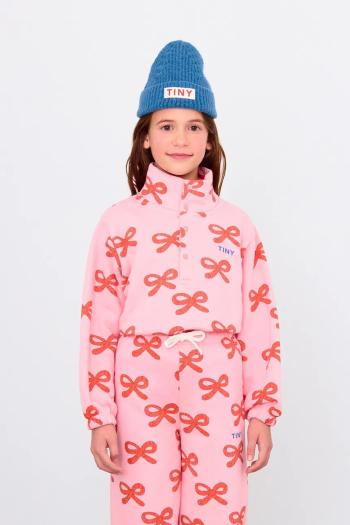 Detská bavlnená mikina Tinycottons WORMS MOCKNECK SWEATSHIRT ružová farba, vzorovaná, AW25-075