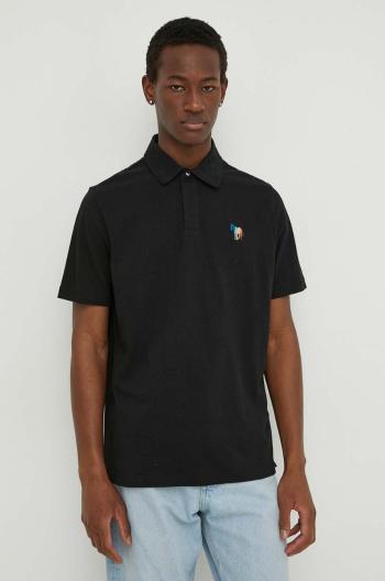 Polo tričko s prímesou ľanu PS Paul Smith čierna farba, s nášivkou, M2R.980XE.M22021