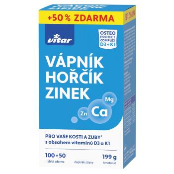 VITAR Vápnik + horčík + zinok + vitamín D3 + K1 150 tabliet