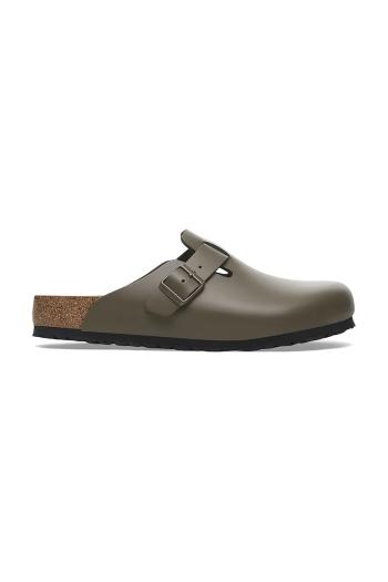Kožené šľapky Birkenstock Boston zelená farba, 1029079