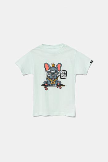 Detské bavlnené tričko Vans Pawtastic zelená farba, s potlačou, VN000MMTRNE1