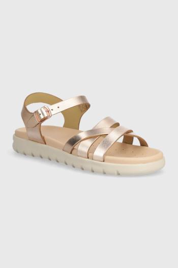 Detské kožené sandále Geox SANDAL SOLEIMA zlatá farba
