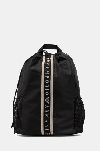 Ruksak EA7 Emporio Armani dámsky, čierna farba, veľký, s potlačou, AF13709.7W000358