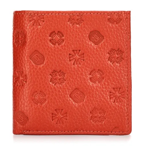Malá dámska kožená peňaženka s embosovaním oranžová 99-1E-363-6