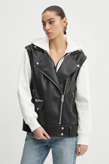 Bunda Karl Lagerfeld Jeans dámska, čierna farba, prechodná, A1W15012