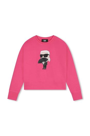 Detská mikina Karl Lagerfeld ružová farba, s potlačou, Z30219
