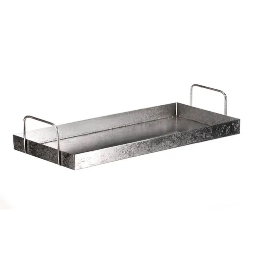 Kovová tácka s úchytmi obdĺžnik, strieborná, 36 x 16 x 7 cm