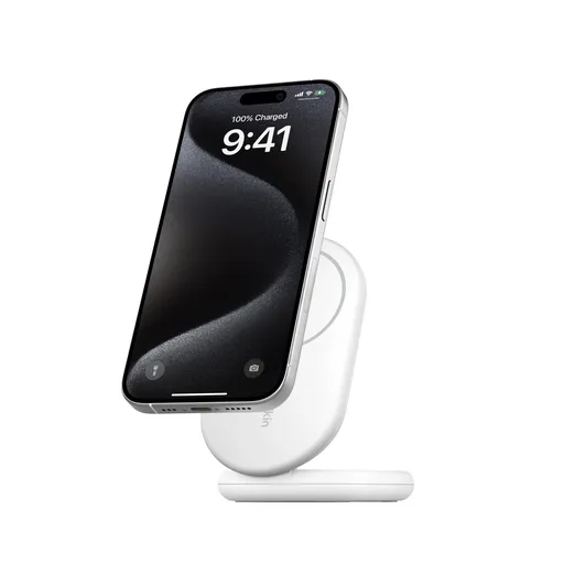 Belkin BOOST CHARGE ™ Qi2 15W Magnetický nabíjací stojan, skladacia, biela