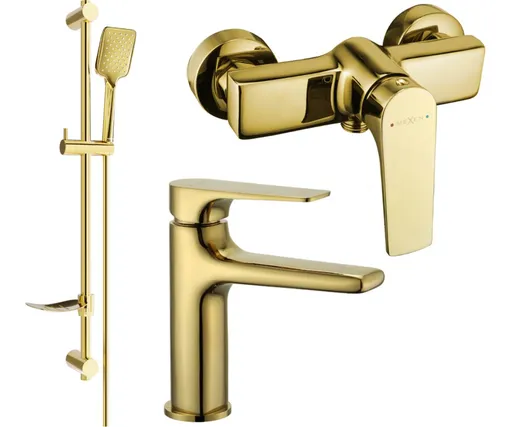 MEXEN/S - Lynx DF62 Set umývadlovej a sprchová batéria s príslušenstvom, zlato 745904DF62-50