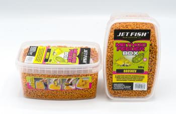 Jet fish pelety feeder method box 500 g - broskyňa