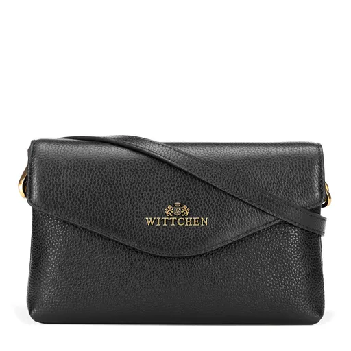 Dámska čierna kožená crossbody kabelka – klasická elegancia 101-4E-610-1