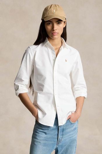 Bavlnená košeľa Polo Ralph Lauren dámska,biela farba,regular,s klasickým golierom,211891377