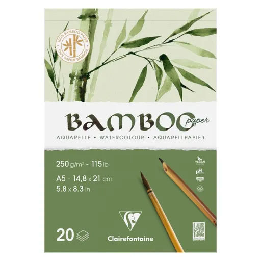 CLAIREFONTAINE BAMBOO - Aquarelový blok s bambusovým papierom A5 (20 listov)