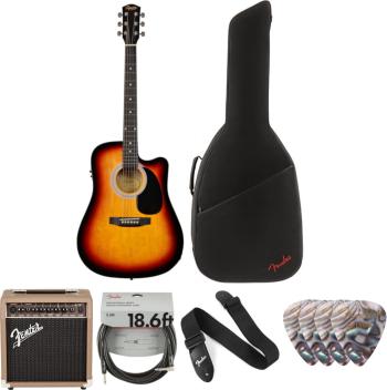 Fender Squier SA-105CE Deluxe SET Sunburst Elektroakustická gitara Dreadnought