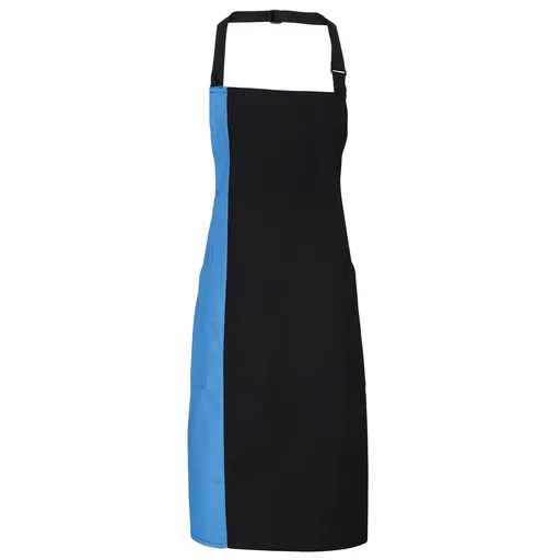Premier Workwear Dvojfarebná kuchárska zástera s náprsenkou - Čierna / tyrkysová