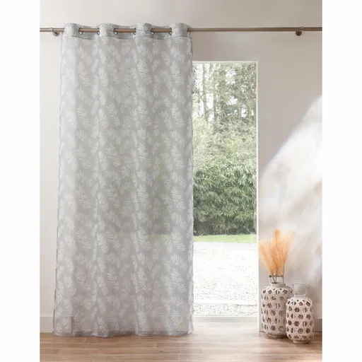 Voálový záves s potlačou papradia, zakončenie očka