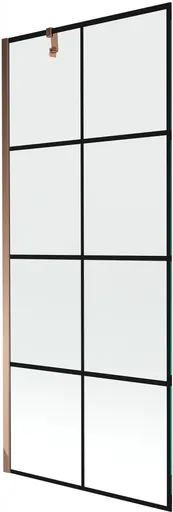 MEXEN/S - Next vaňová zástena FIX 80x150, čierny dekor, růžové zlato 895-080-000-00-77-60