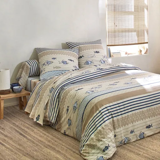 Posteľná bavlnená bielizeň Riviera s potlačou rybičiek