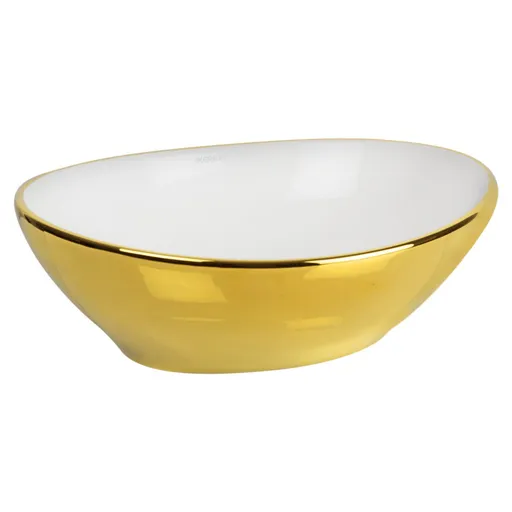 KERRA - Umývadlo na dosku KR-707 WH/G (biela-zlatá) 5907548116956