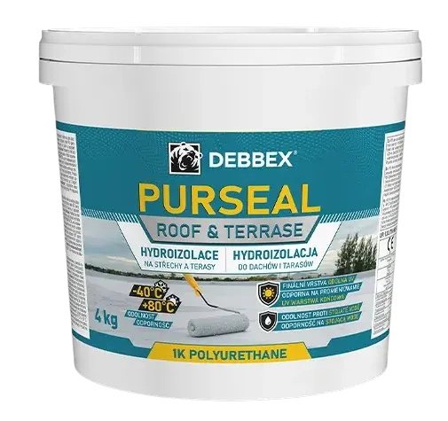 DEBBEX PURSEAL - Hydroizolácia na strechy a terasy (RAL 7040 - okenná šedá, 4 kg)